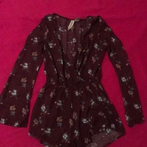 Maroon floral Romper